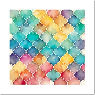 Watercolor Mosaic Pattern Posters and Art